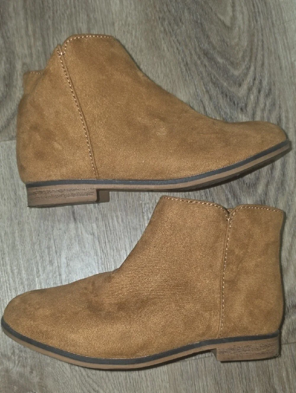 Cat & Jack Kids Brown Suede-Look Ankle Boots with Side Zip